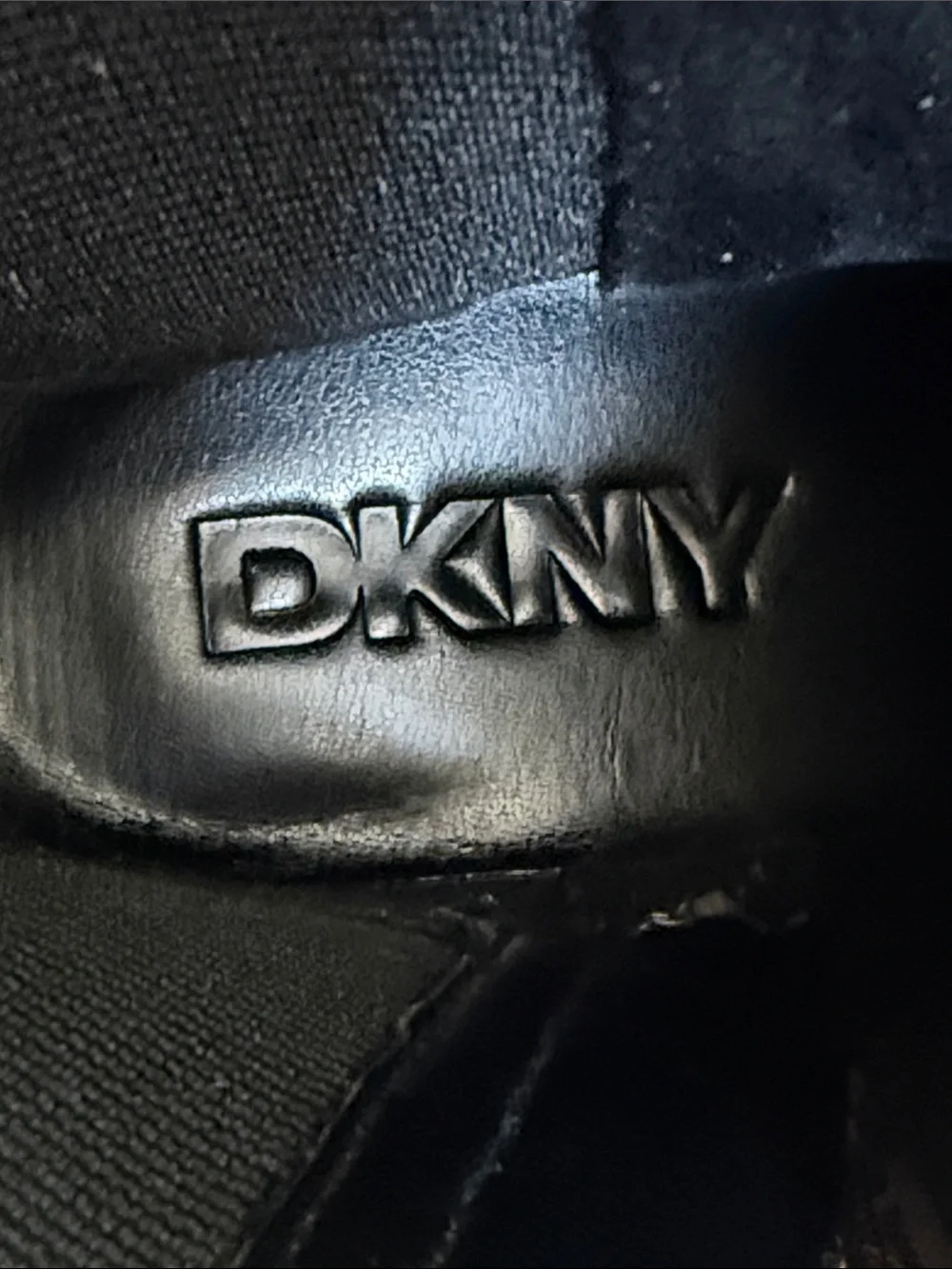 DKNY Gray Suede Ankle Booties with Logo strap accents. Size 7.